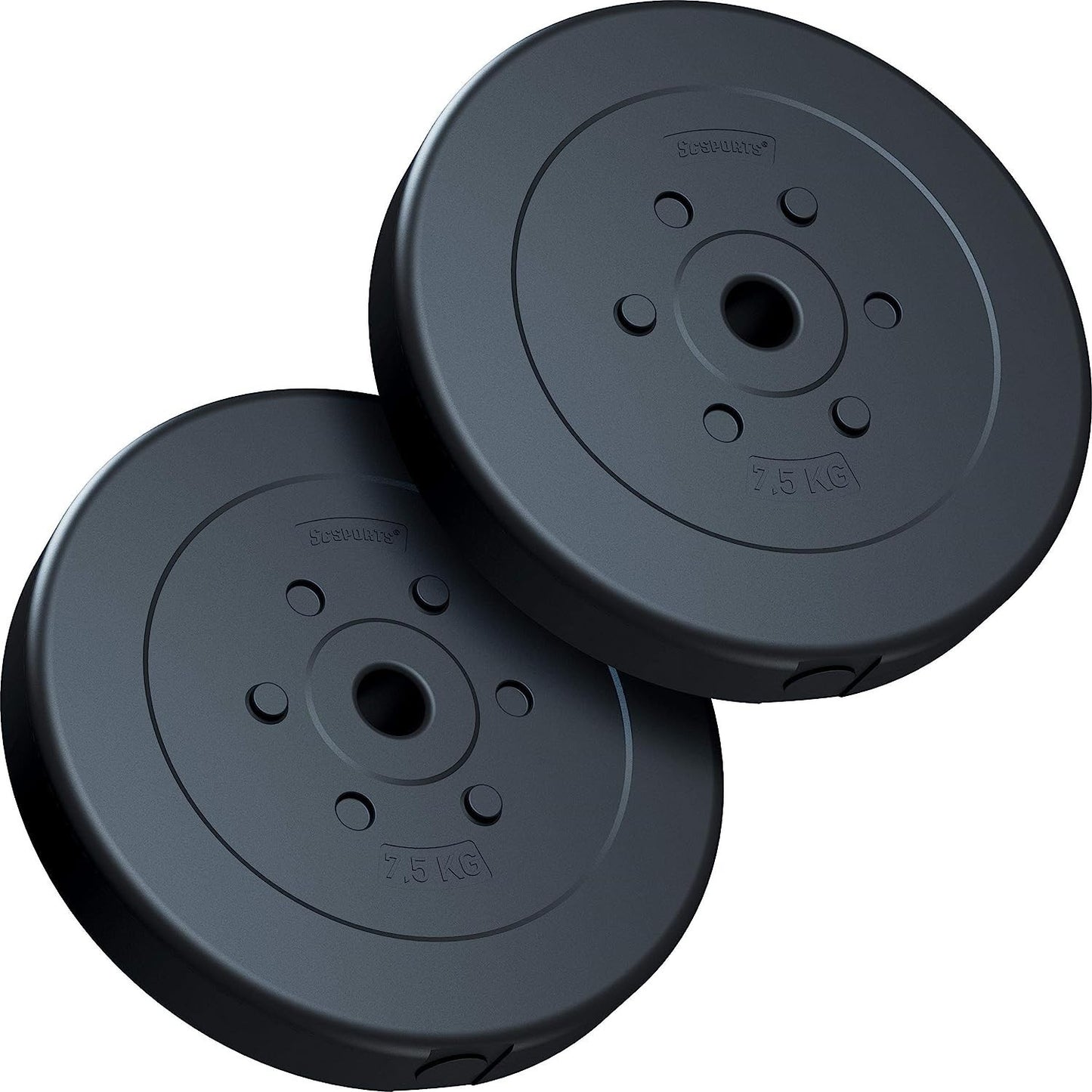 Jeu de disques de poids ScSPORTS 15 kg - 2 x 7,5 kg - Plastique - 30 mm