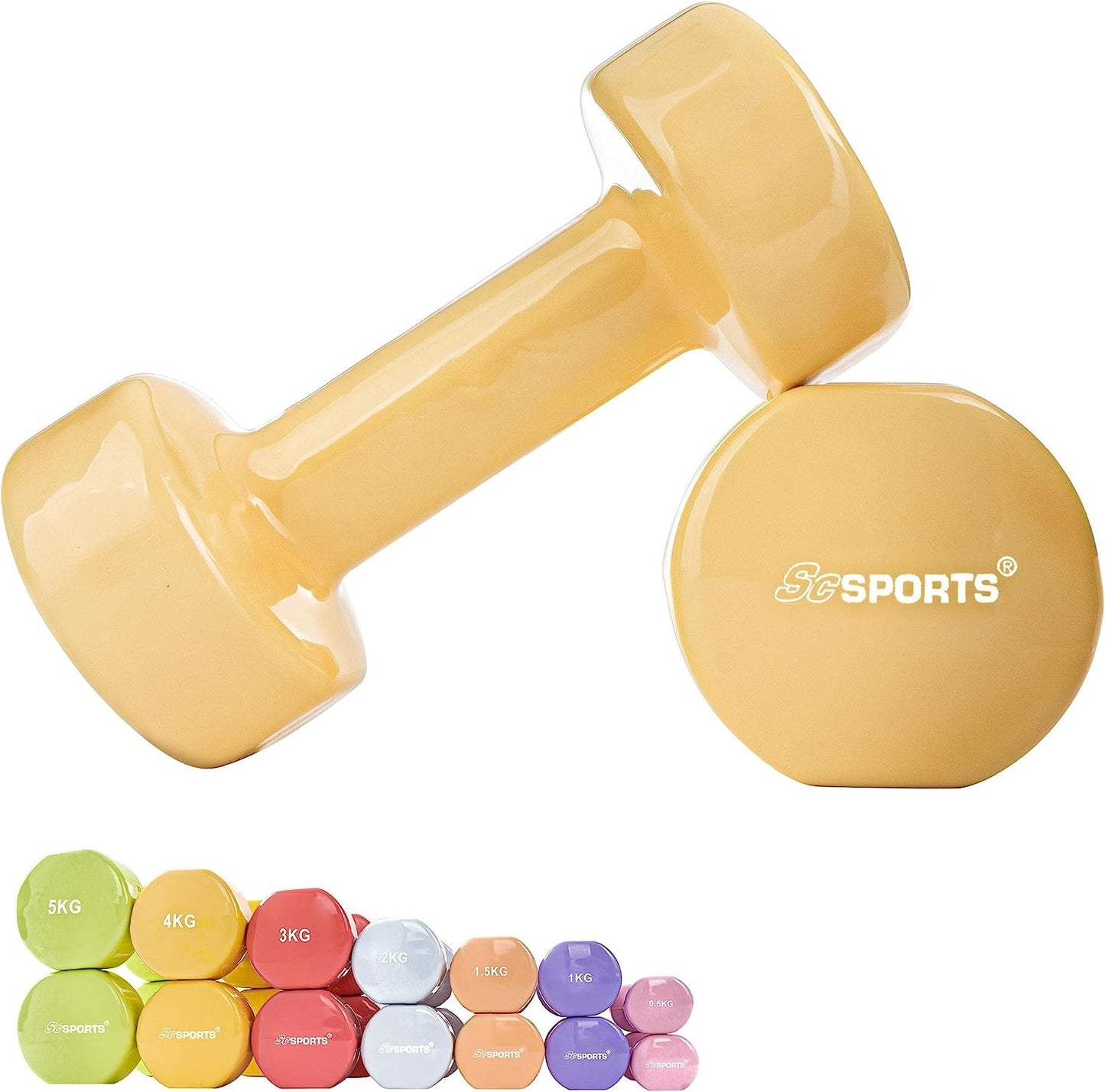 ScSPORTS Aerobic Halterset 8 kg - 2 x 4 kg Geel