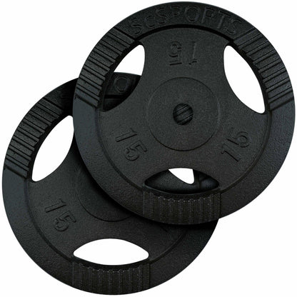 Jeu de disques de poids ScSPORTS 30 kg - 2 x 15 kg - Gripper Fonte - 30 mm