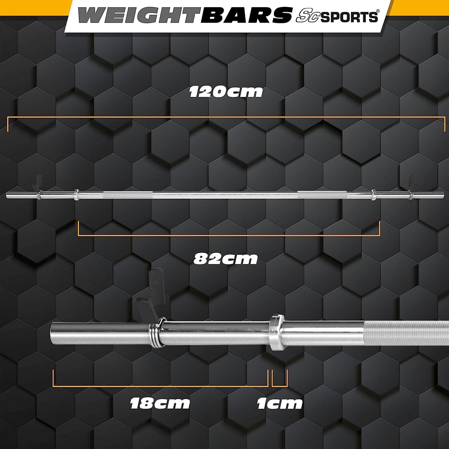 ScSPORTS Halterstang 120 cm Veersluiting - 30 mm