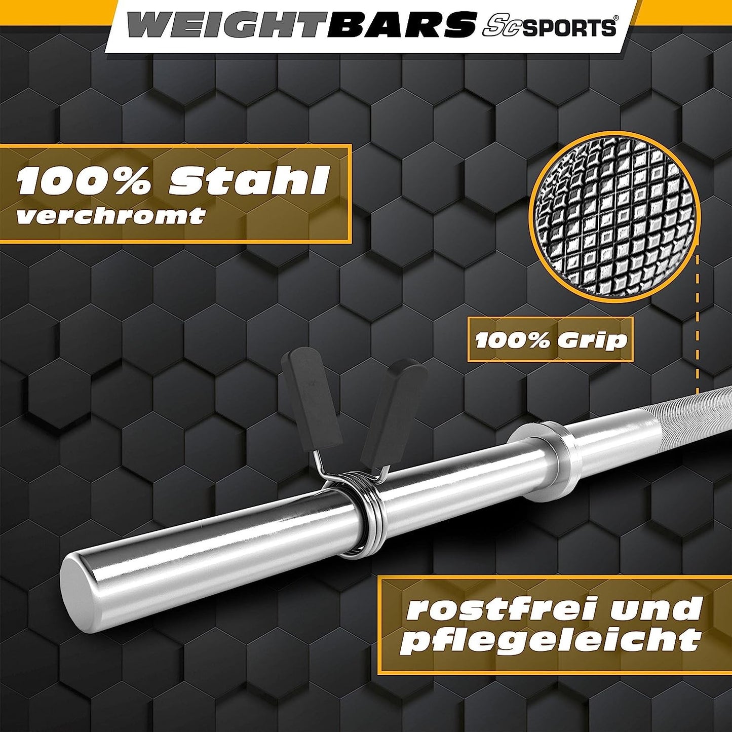 ScSPORTS Halterstang 120 cm Veersluiting - 30 mm