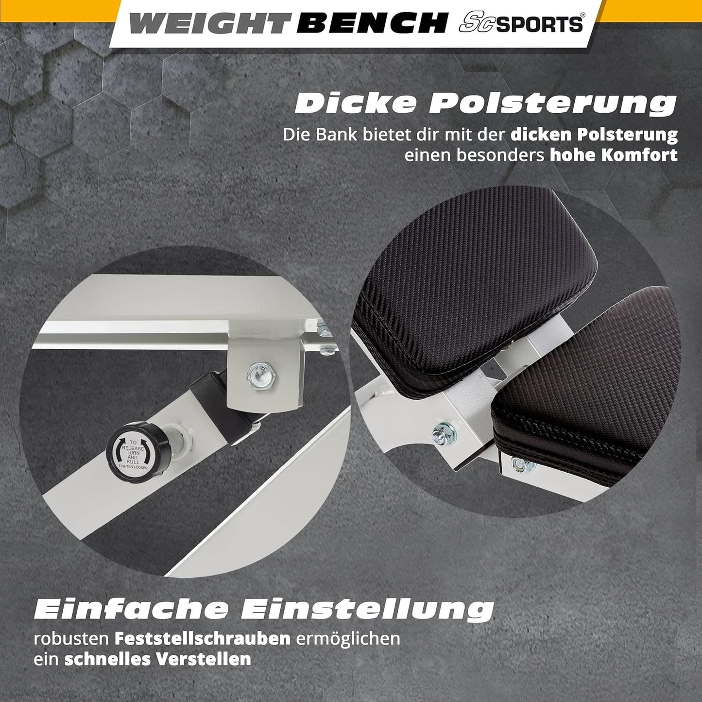 Banc de fitness réglable ScSPORTS blanc avec dossier long