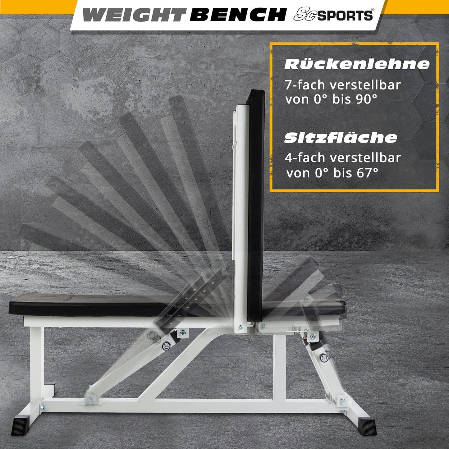 Banc de fitness réglable ScSPORTS blanc avec dossier long