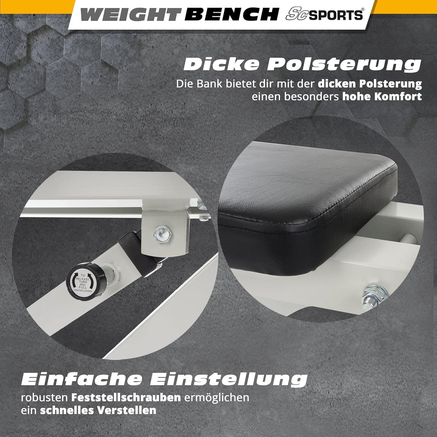 Banc de fitness réglable ScSPORTS blanc avec dossier long