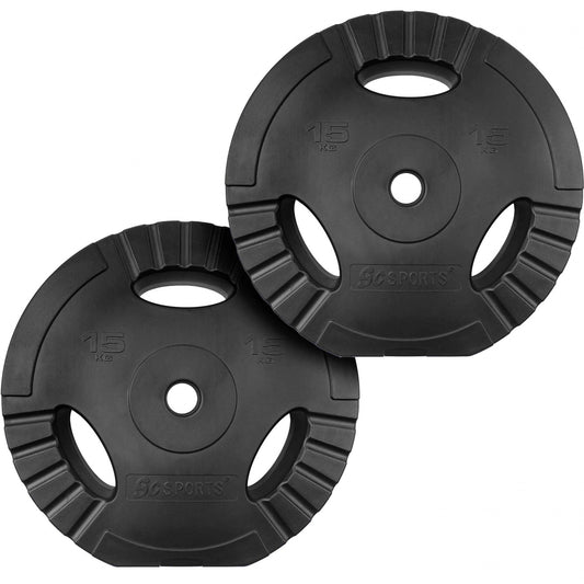 Jeu de disques de poids ScSPORTS 30 kg – 2 x 15 kg Gripper Plastique – 30 mm