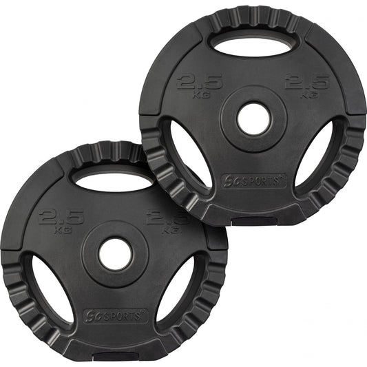 ScSPORTS Halterschijven set 5 kg – 2 x 2,5 kg Gripper Kunststof – 30 mm