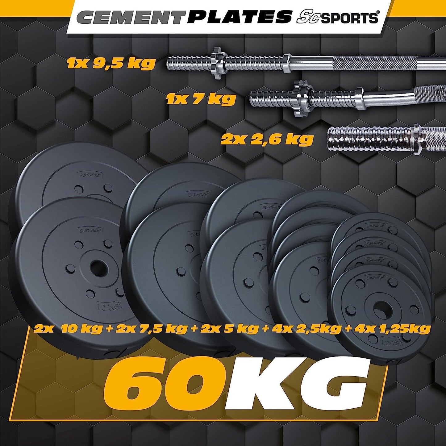 Ensemble d'haltères ScSPORTS 80 kg Plastique - 30 mm