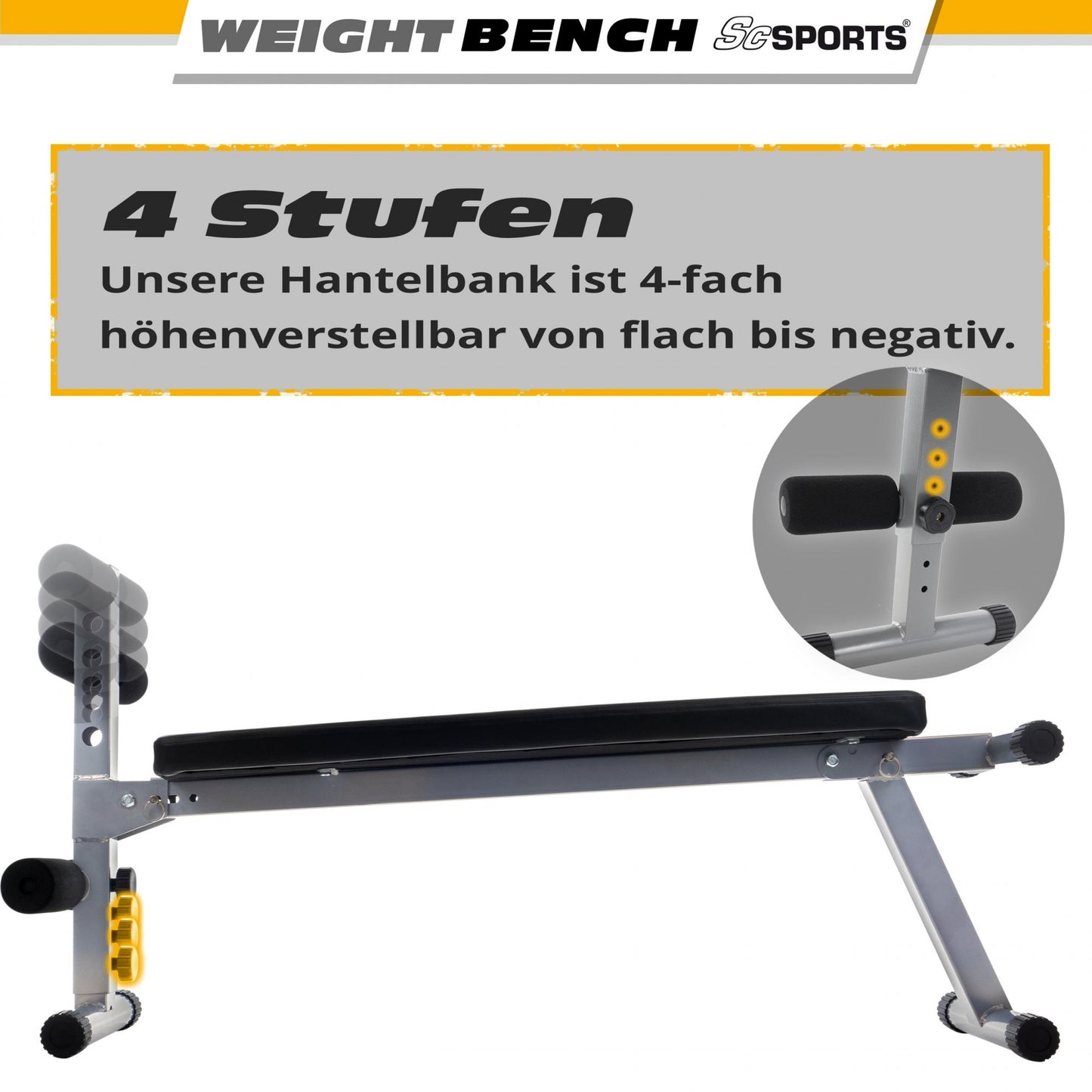 ScSPORTS® Fitnessbank - Zwart - Verstelbaar en inklapbaar - Halterbank - Trainingsbank