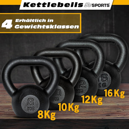 ScSPORTS Kettlebell 10 kg Gietijzer Zwart