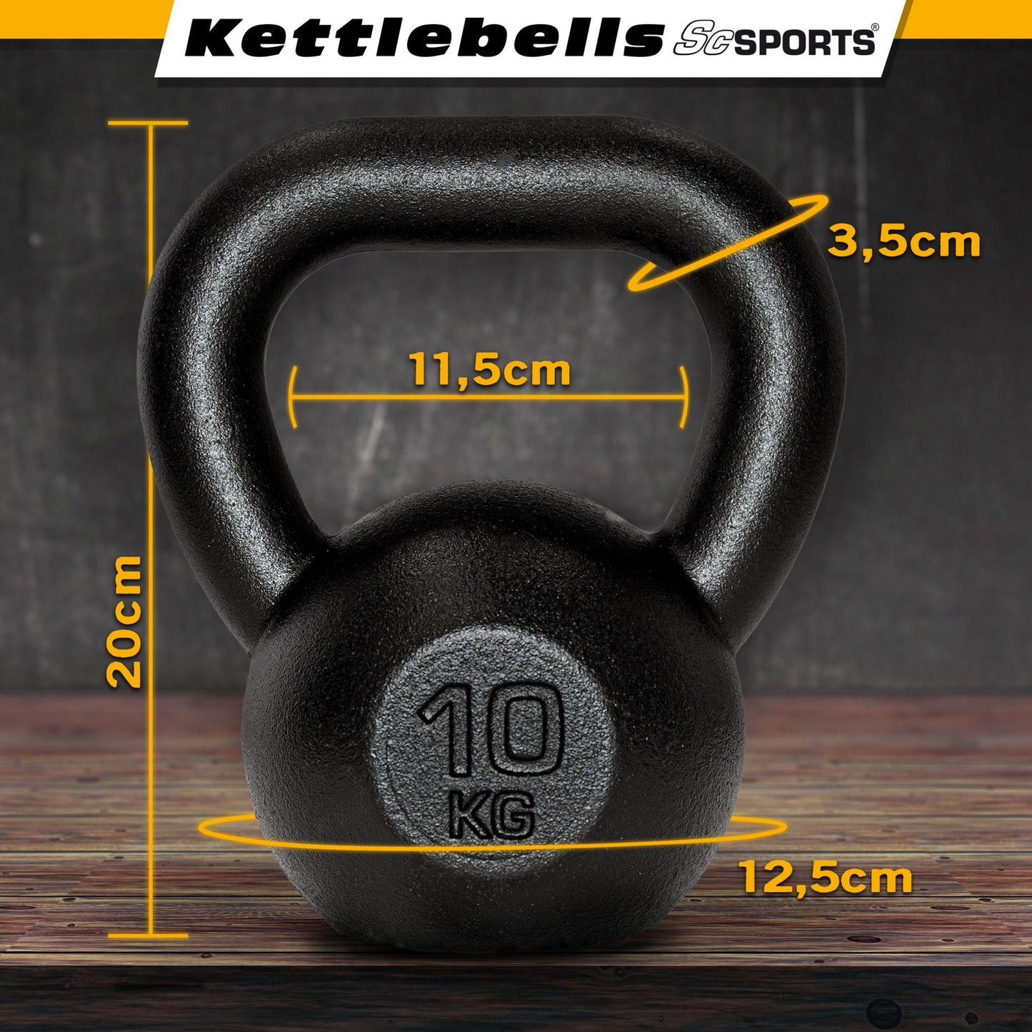 ScSPORTS Kettlebell 10 kg Gietijzer Zwart