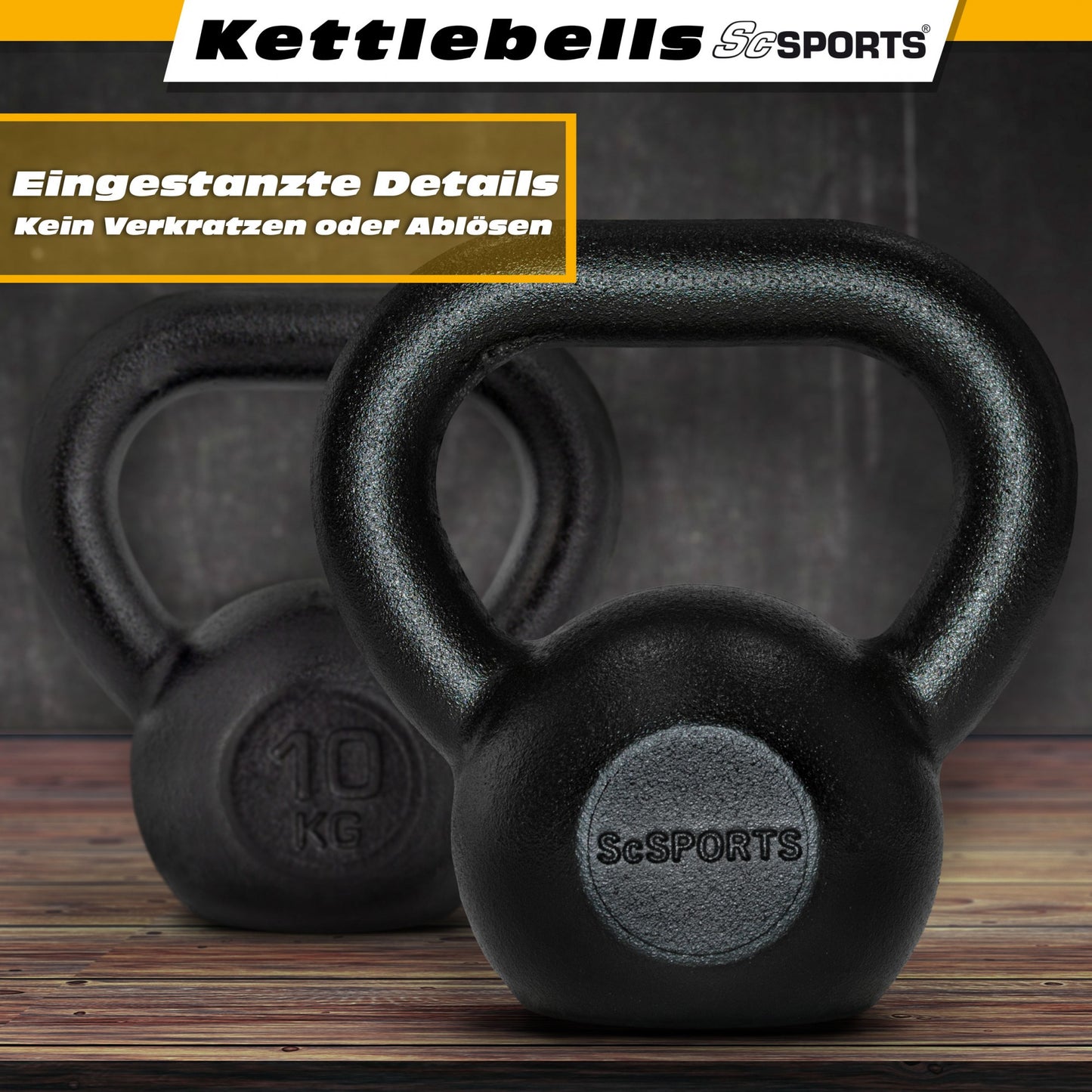 ScSPORTS Kettlebell 10 kg Gietijzer Zwart