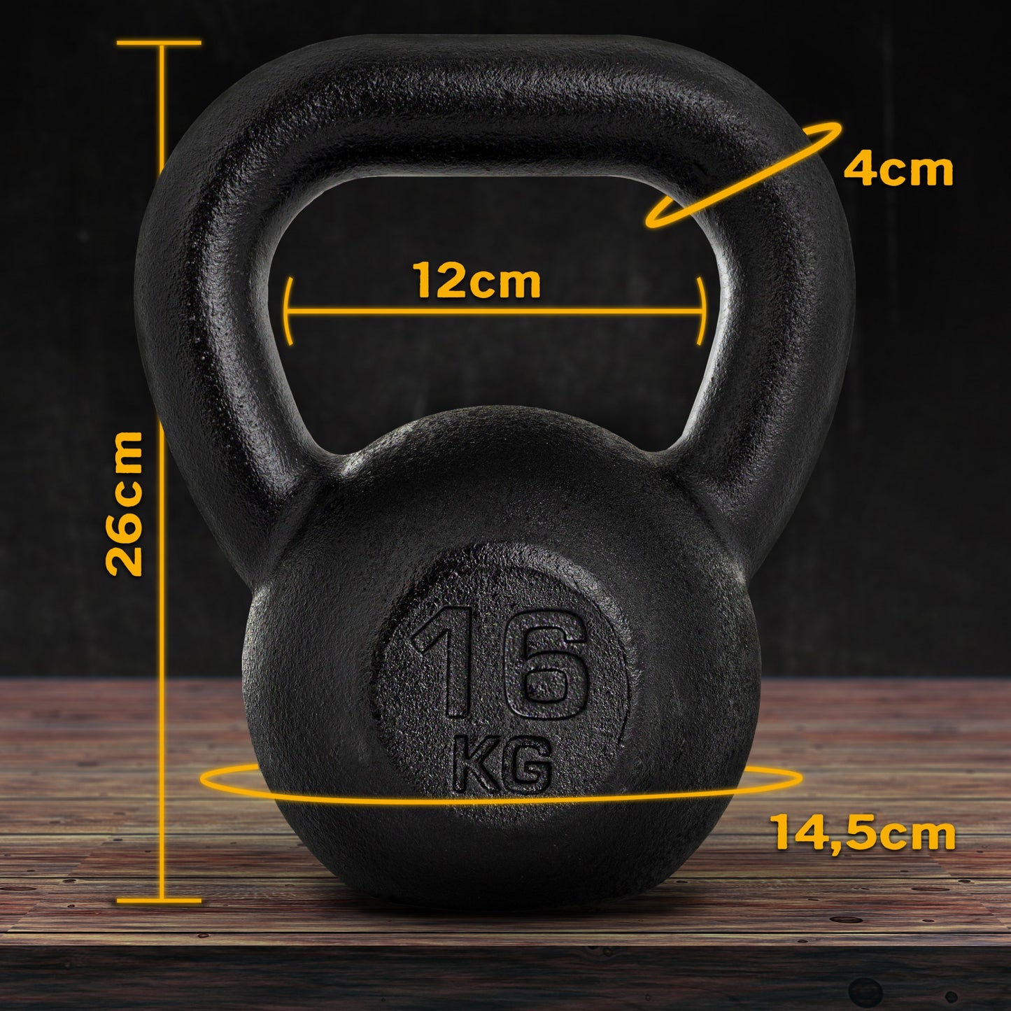 ScSPORTS Kettlebell 16 kg Gietijzer Zwart