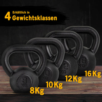 ScSPORTS Kettlebell 16 kg Gietijzer Zwart