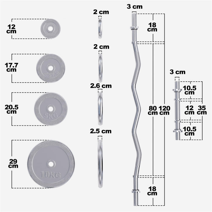 EZ-curlset 70 kg Chroom - 30 mm