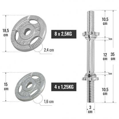 Ensemble d'haltères 30 kg Gripper Fonte