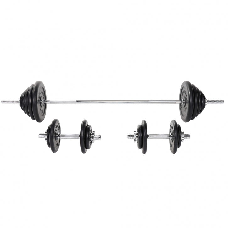 Set d'haltères 100 kg Caoutchouc - Fermeture à vis 30 mm