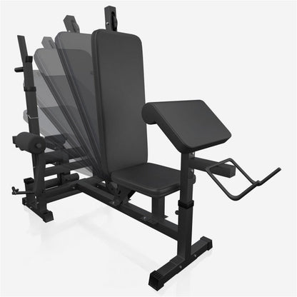 Banc de musculation universel noir avec barre de 108 kg en fonte