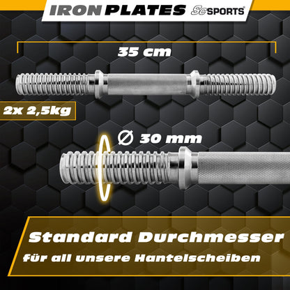 ScSPORTS Dumbell 15 kg in koffer Gietijzer - 30 mm