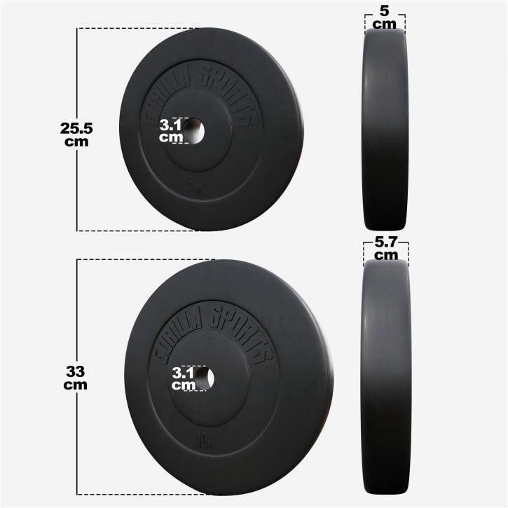 Pack économique 30 kg (2 x 10 kg et 2 x 5 kg) Disques de poids en plastique - 30/31 mm