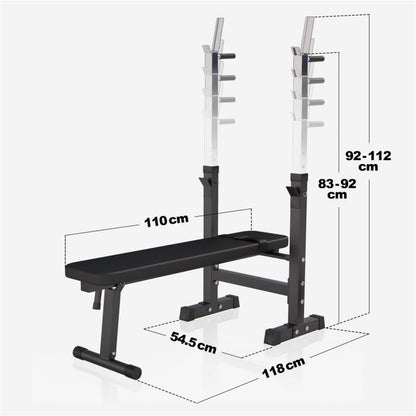 Complete set Halterbank Zwart Met 100 kg Halterset Kunststof