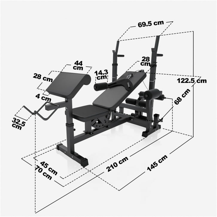 Banc de musculation universel noir avec ensemble d'haltères en plastique de 40 kg