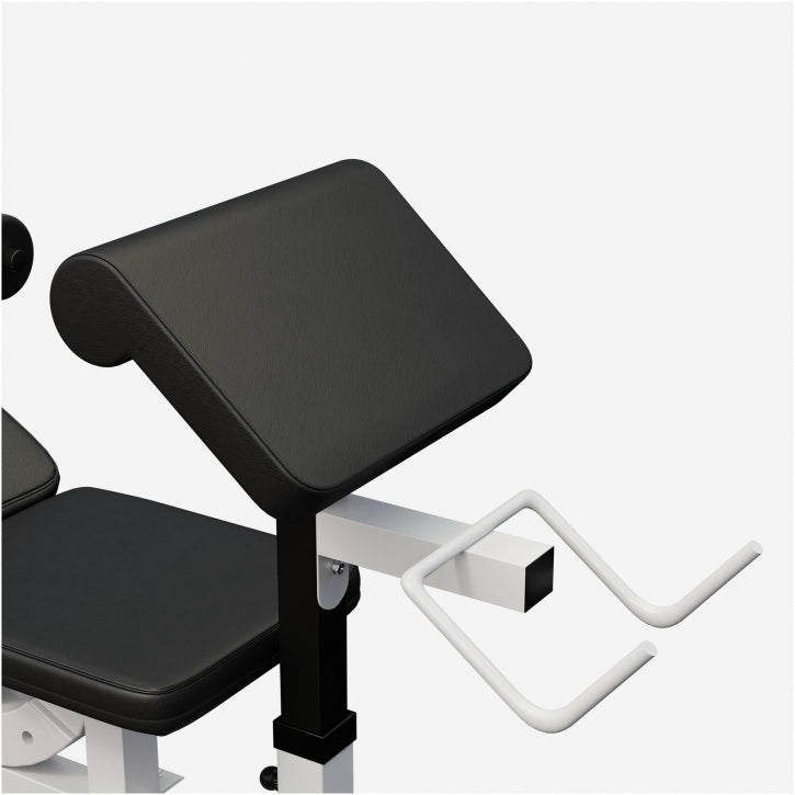 Banc de musculation universel blanc avec ensemble d'haltères en plastique de 40 kg