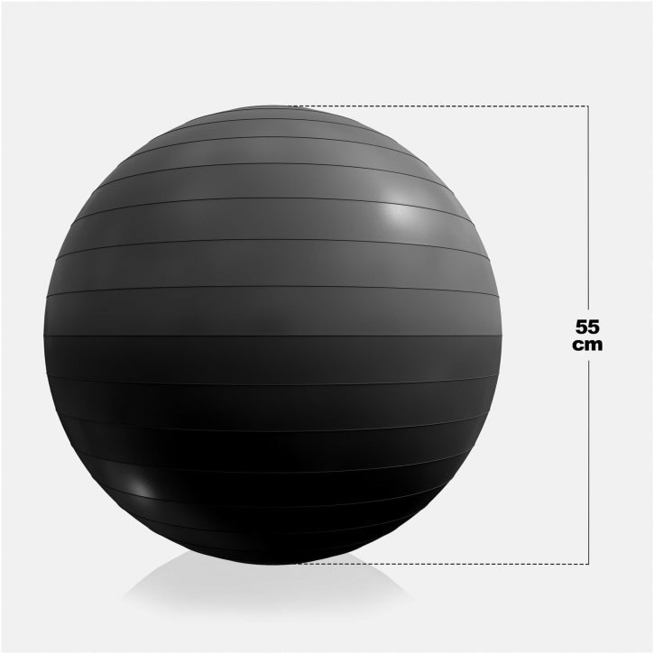 Ballon de fitness noir 55 cm avec pompe