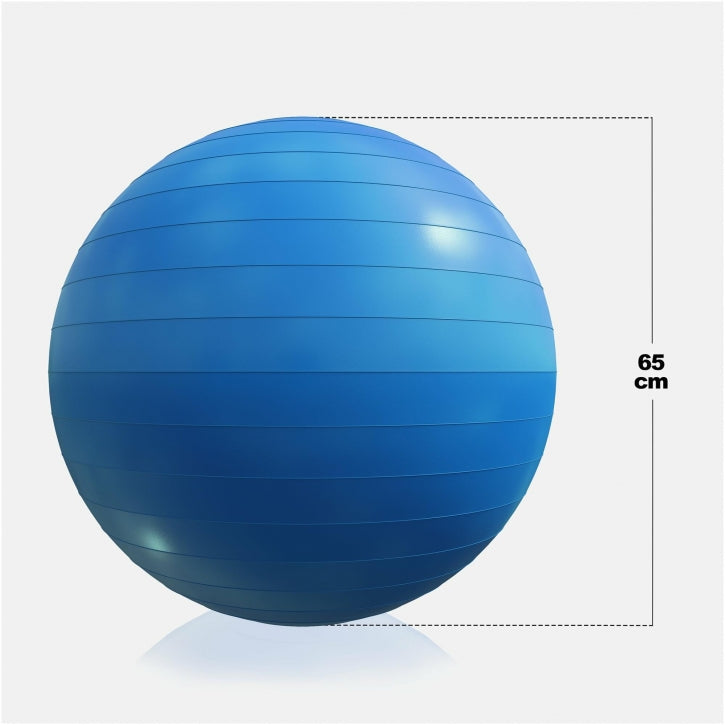 Ballon de fitness bleu 65 cm avec pompe