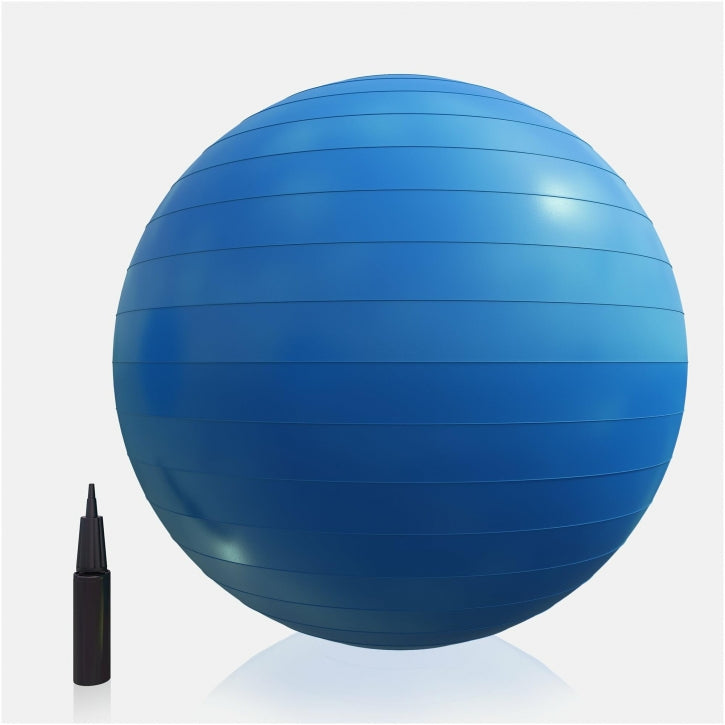 Ballon de fitness bleu 65 cm avec pompe