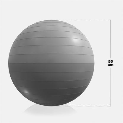 Ballon de fitness gris 55 cm avec pompe