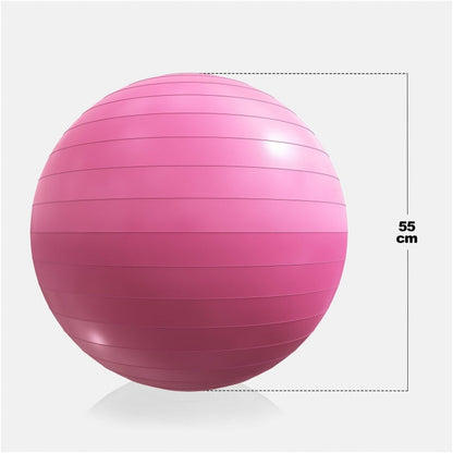 Ballon de fitness rose 55 cm avec pompe