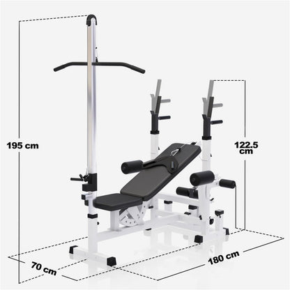 Banc de musculation universel blanc avec poulie latérale 