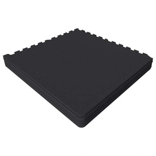 Tapis de protection pour sol de salle de sport (6 tapis + 12 embouts) noir