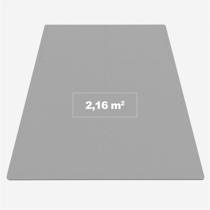 Tapis de protection pour sol de salle de sport (6 tapis + 12 embouts) Gris