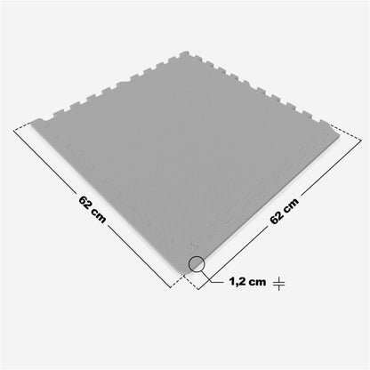 Tapis de protection pour sol de salle de sport (6 tapis + 12 embouts) Gris