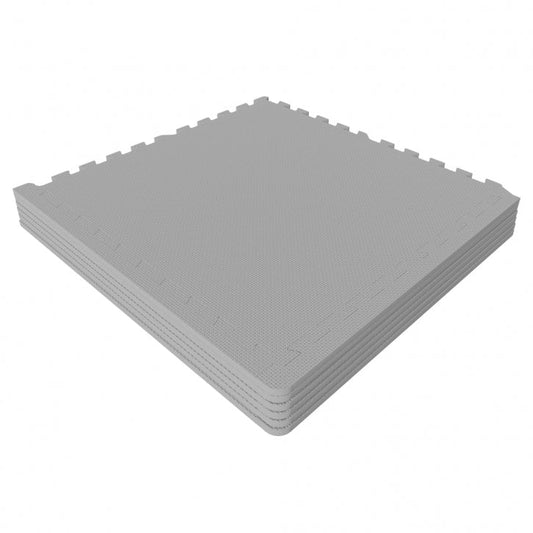 Tapis de protection pour sol de salle de sport (6 tapis + 12 embouts) Gris