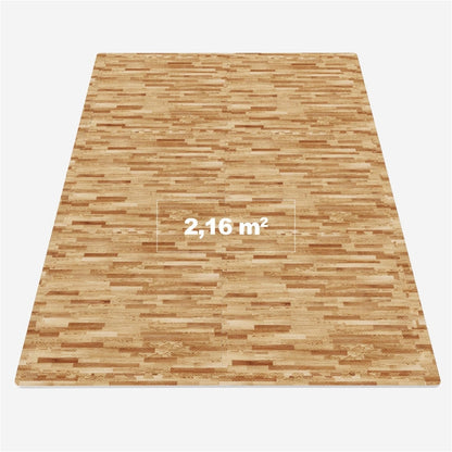 Tapis de protection pour sol de salle de sport (6 tapis + 12 embouts) Couleur bois