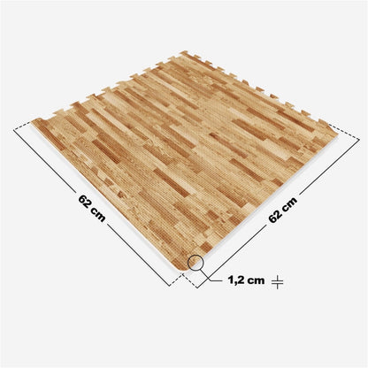 Tapis de protection pour sol de salle de sport (6 tapis + 12 embouts) Couleur bois