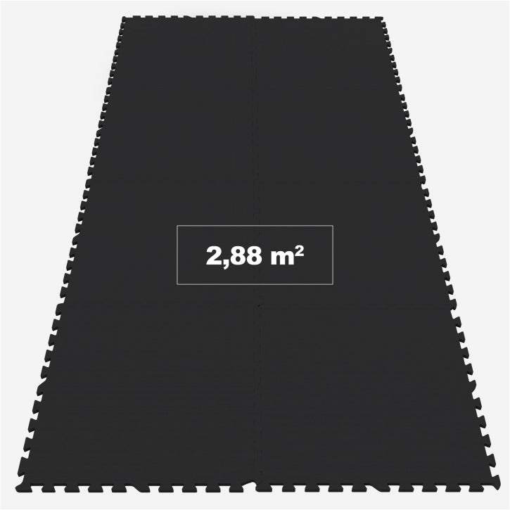 Tapis de protection pour sol de salle de sport (8 pièces, total 2,88 m2) Noir