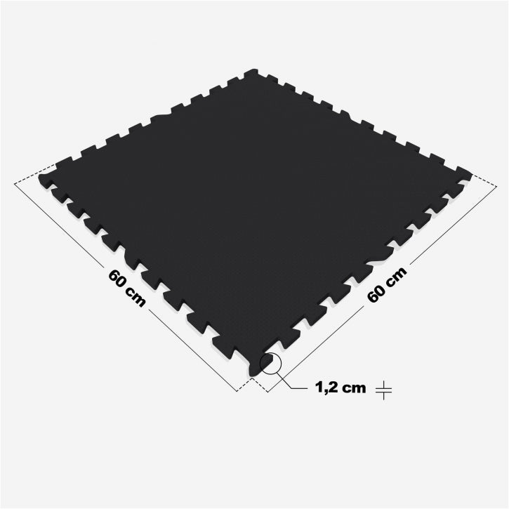 Tapis de protection pour sol de salle de sport (8 pièces, total 2,88 m2) Noir