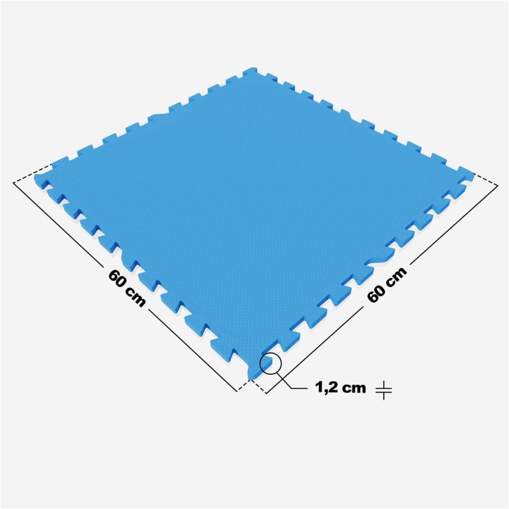 Tapis de protection pour sol de salle de sport (16 pièces, total 5,76 m2) Bleu