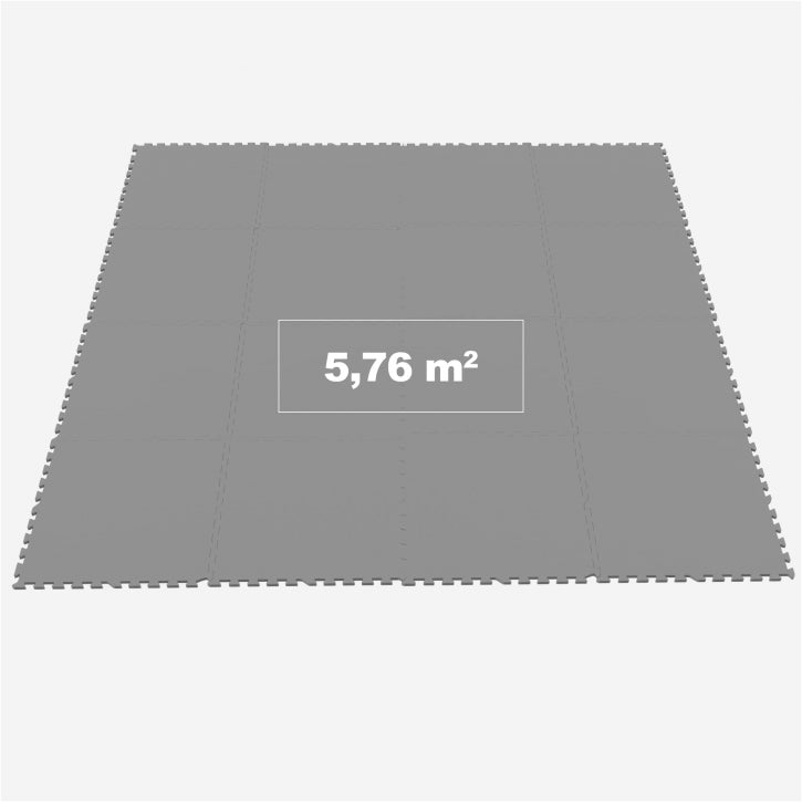 Tapis de protection pour sol de salle de sport (16 pièces, total 5,76 m2) Gris