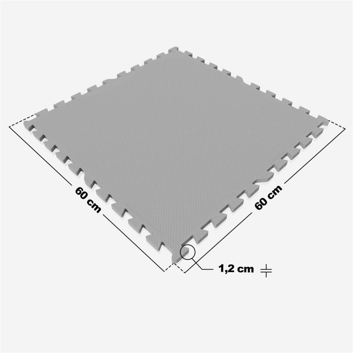 Tapis de protection pour sol de salle de sport (16 pièces, total 5,76 m2) Gris