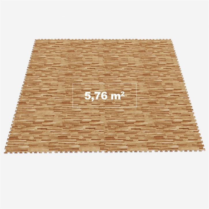 Tapis de protection pour sol de salle de sport (16 pièces, total 5,76 m2) Aspect bois clair