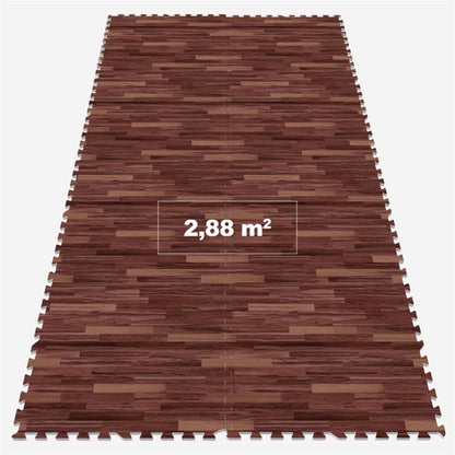 Tapis de protection pour sol de salle de sport (8 pièces, total 2,88 m2) Couleur bois foncé