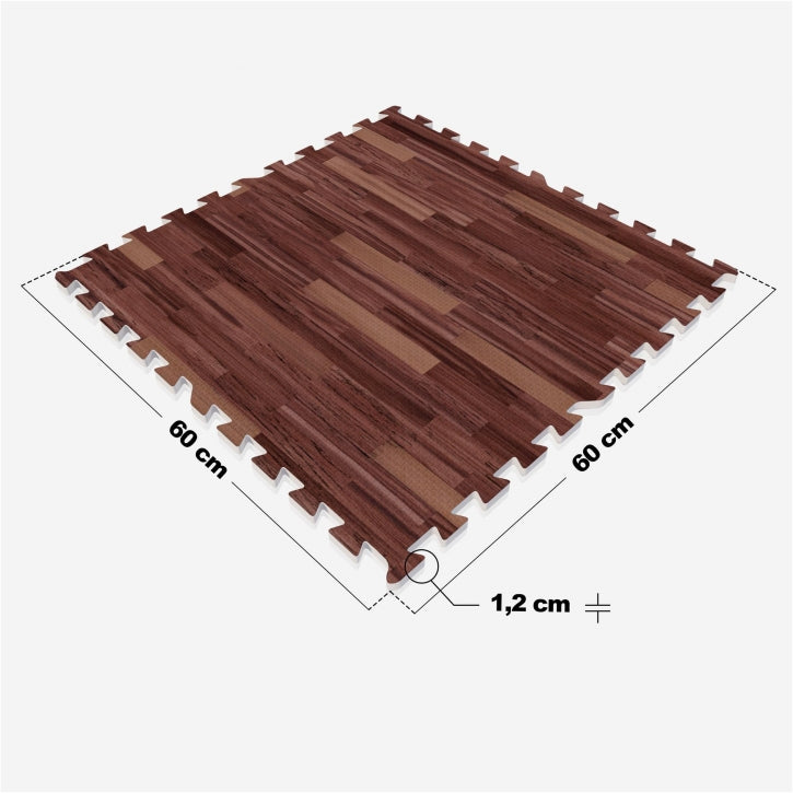 Tapis de protection pour sol de salle de sport (8 pièces, total 2,88 m2) Couleur bois foncé