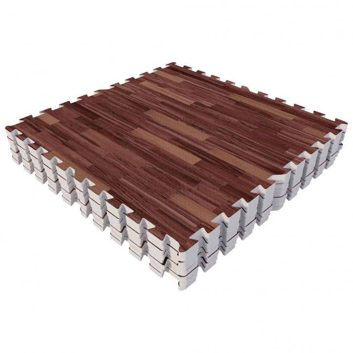 Tapis de protection pour sol de salle de sport (8 pièces, total 2,88 m2) Couleur bois foncé