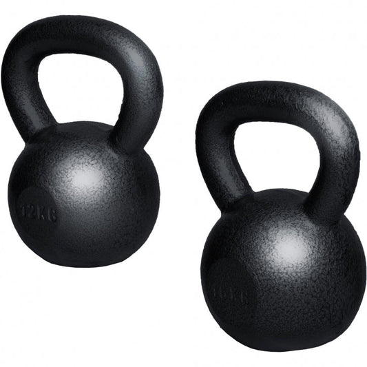 Voordeelset kettlebells 12 en 16 kg gietijzer zwart