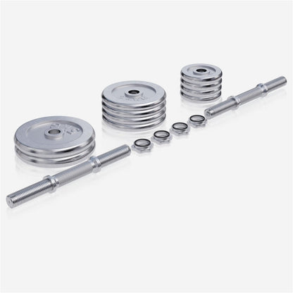 Dumbellset 20 kg + 2 x 5 kg Chroom - Schroefsluiting 30 mm