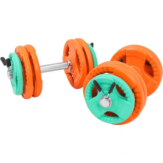 Dumbellset 30 kg Gripper Gietijzer Rubber Coating - Veersluiting